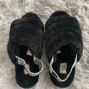 Furry Black UGG Slippers